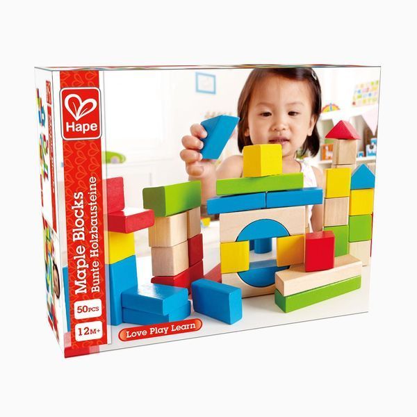 Un set de blocuri din lemn colorate Hape (E0409)