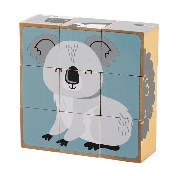 Cuburi puzzle din lemn Viga Toys PolarB Animals (44024)