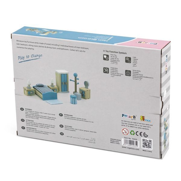 Mobilier din lemn pentru păpuși Viga Toys PolarB Dormitor (44035) 44035 fotografie