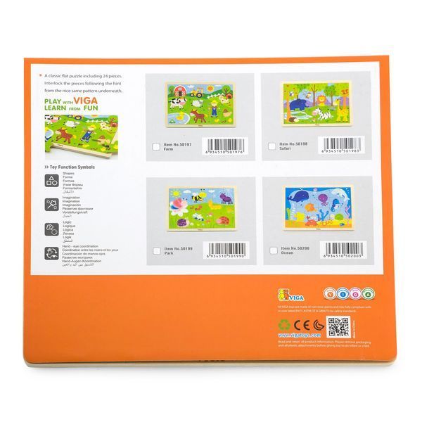 Puzzle din lemn Viga Toys Farm, 24 el. (50197)