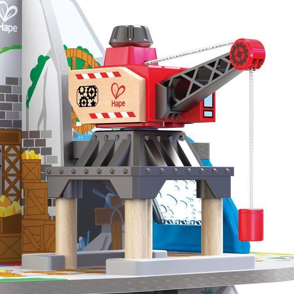 Hape Toy Railway Mină montană cu mai multe niveluri cu accesorii (E3753)