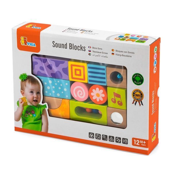Cuburi de lemn Viga Toys Șarpe cu clopoței (50682)