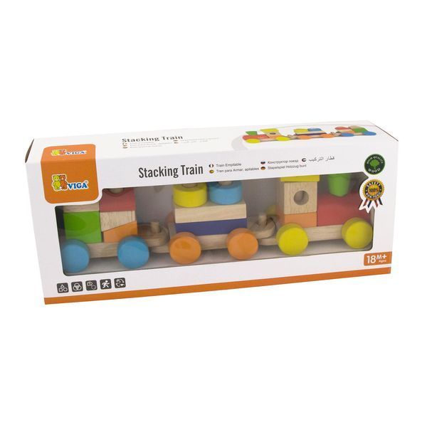 Cuburi colorate tren din lemn Viga Toys (51610) 51610 fotografie