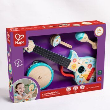 Набір музичних інструментів Hape Укулеле 4 в 1 (E0638) E0638 фото