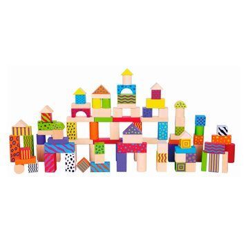 Cuburi de lemn Viga Toys Blocuri cu model 100 buc., 3 cm (59696)