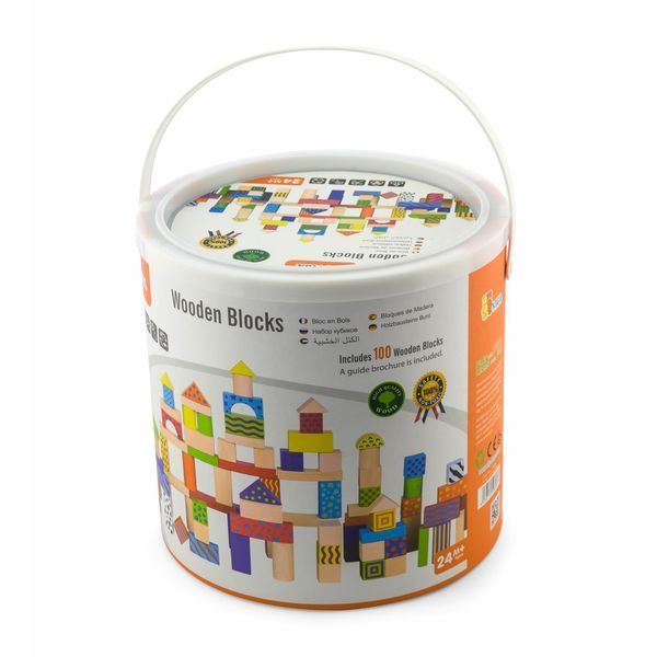 Cuburi de lemn Viga Toys Blocuri cu model 100 buc., 3 cm (59696)